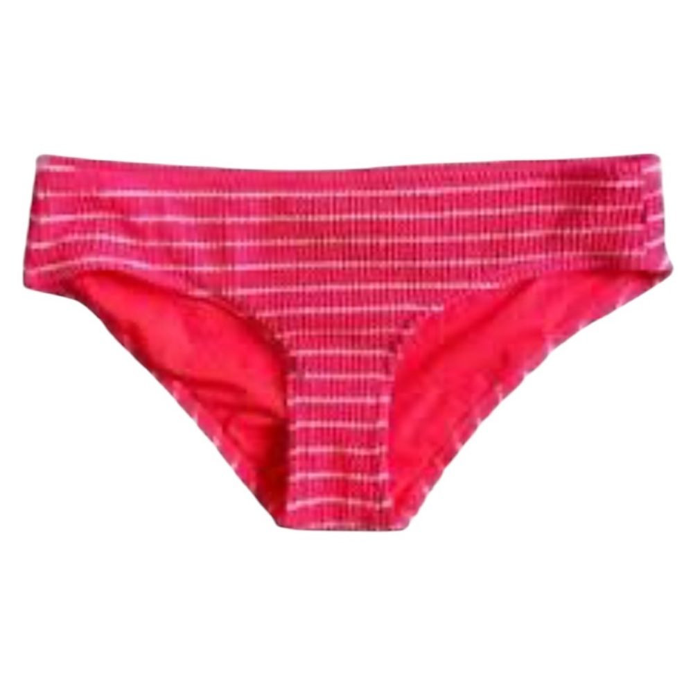 NWT Xhilaration Hot Pink and White Striped Textured Hipster Cheeky Bikini Bottom - Picture 5 of 14